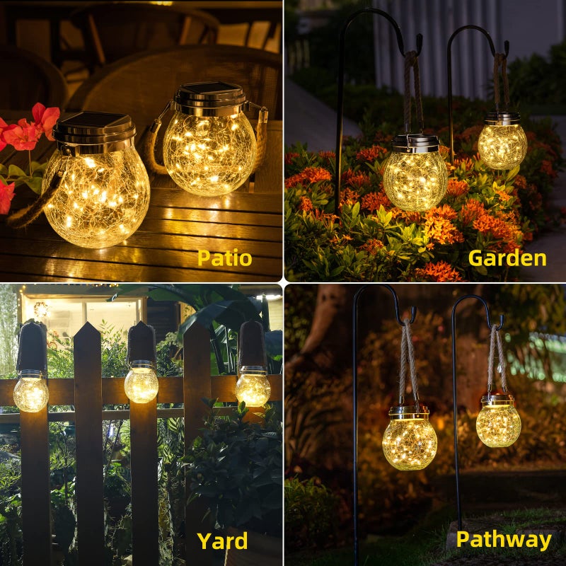ROSHWEY Solar Lantern Gifts for Women, 2 Pack Hanging Garden Decor Lights Outdoor Waterproof with 30 LED for Halloween Christmas Easter Gift - Image 3