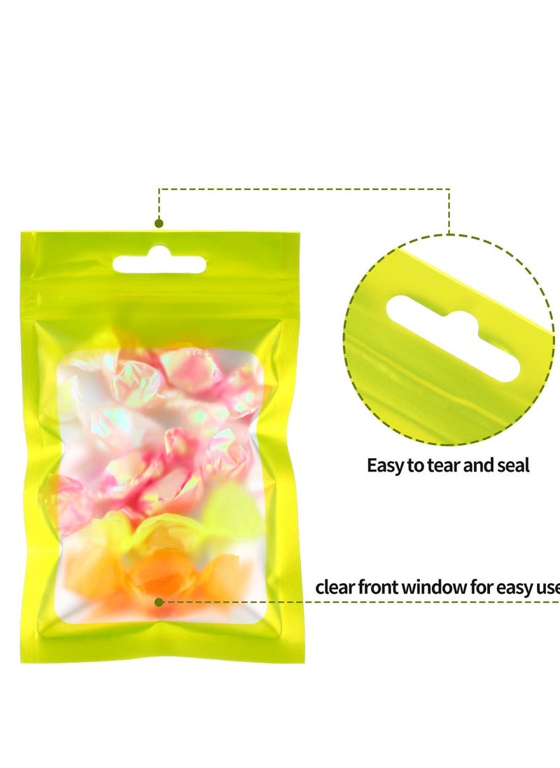 Foil Bags, Resealable Food Storage with Clear Pouch with Window for Candy Snack Jewelry Lash Lip Gloss, Holographic Bag 100 Pcs  - Image 2