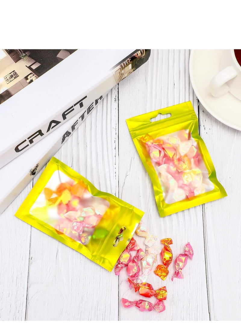 Foil Bags, Resealable Food Storage with Clear Pouch with Window for Candy Snack Jewelry Lash Lip Gloss, Holographic Bag 100 Pcs  - Image 5