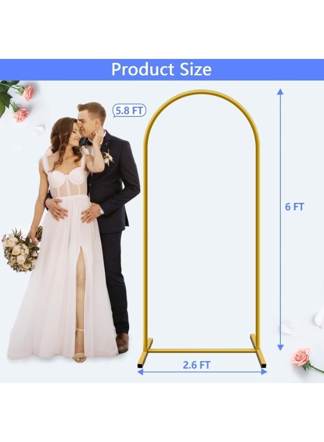 RATSAW Elegant Door Shape Wedding Arch Stand 1.8M H x 0.8M W Metal Backdrop Frame Balloon Arched Backdrop Stand with Reinforced Base for Ceremony, Birthday, Photo Booth Decoration, Baby Shower Ceremony Easy Assembly Gold - Image 2