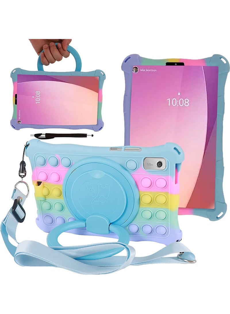 VKL Silicone Case Compatible with 9" Lenovo Tab M9 2023, with [360 Rotating Stand] [Shoulder Strap] [Stylus][Pencil Holder] Silicone Case for for 9.0" Lenovo Tab M9 (TB-310FU), Colorful 2 - Image 1