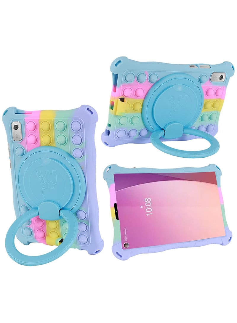 VKL Silicone Case Compatible with 9" Lenovo Tab M9 2023, with [360 Rotating Stand] [Shoulder Strap] [Stylus][Pencil Holder] Silicone Case for for 9.0" Lenovo Tab M9 (TB-310FU), Colorful 2 - Image 2