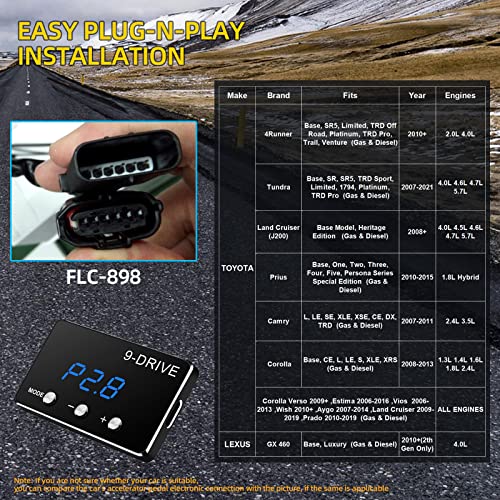 Qagea Throttle Response Controller 9 Drive Modes Smart Electronic Racing Accelerator Compatible with Toyota 4Runner Tundra Land Cruiser (J200) Prius Camry Corolla Lexus GX 460 - Image 2