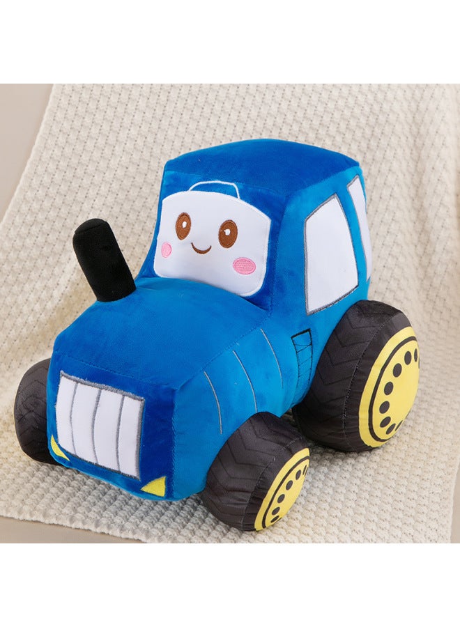 Cartoon Simulation Tractor Plush Toy Children's Bed Comfort Pillow Car Doll Boy Gift-Colors:Blue Tractor-Height:25cm 0.5kg - Image 1