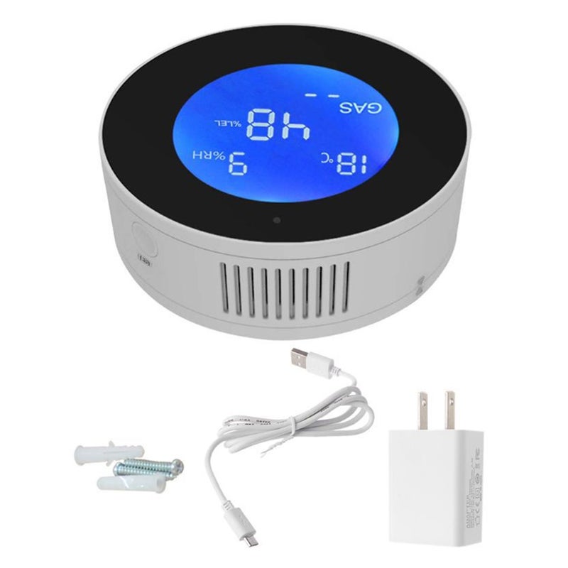 1 عبوة كاشف تسرب الغاز الطبيعي بشبكة واي فاي لمنزل، إنذار ومراقبة الغاز بشاشة عرض LCD، إشعار فوري عبر التطبيق، تركيب بالحفر / بدون حفر للغاز الميثان والغاز الكحولي والغاز الصخري - Image 3