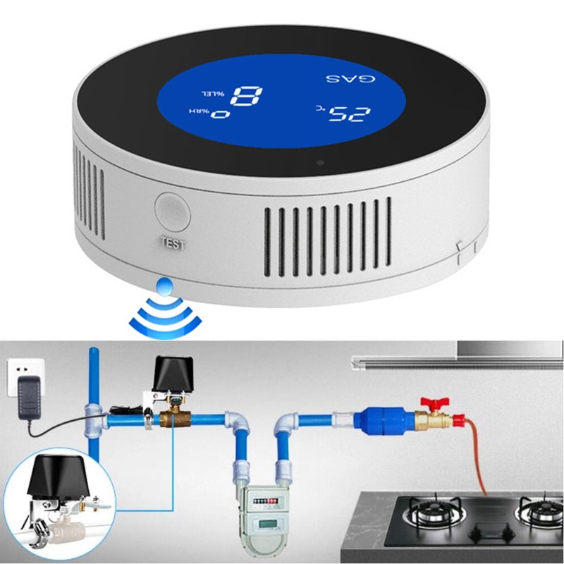 1 عبوة كاشف تسرب الغاز الطبيعي بشبكة واي فاي لمنزل، إنذار ومراقبة الغاز بشاشة عرض LCD، إشعار فوري عبر التطبيق، تركيب بالحفر / بدون حفر للغاز الميثان والغاز الكحولي والغاز الصخري - Image 2