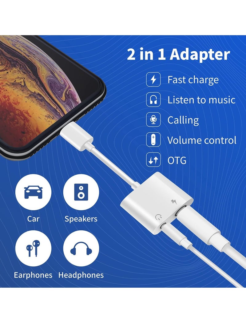 محول USB C 3.5 ملم لسماعات الراس والشاحن ومحول سماعات رأس ايه يو اكس إلى متوافق مع ماك بوك برو ايباد هواوي ميت 30 سامسونج اس 10_ ون بلس 7 بيكسل 4 اكس. أبيض - Image 3