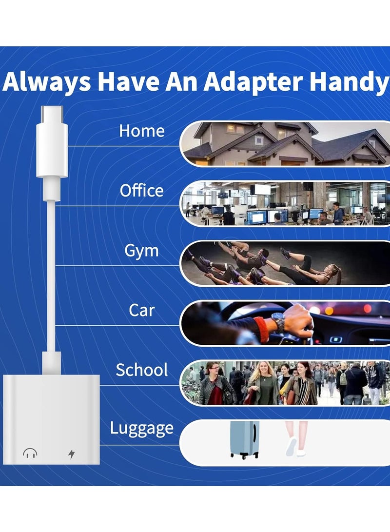 محول USB C 3.5 ملم لسماعات الراس والشاحن ومحول سماعات رأس ايه يو اكس إلى متوافق مع ماك بوك برو ايباد هواوي ميت 30 سامسونج اس 10_ ون بلس 7 بيكسل 4 اكس. أبيض - Image 5