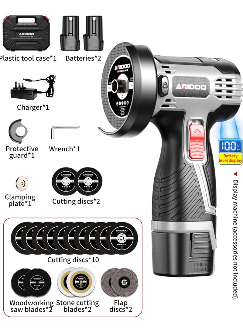 ARIDOO Angle Grinder Tool, Mini Angle Grinder, Cordless Electric Angle Grinding Tool 16.8V 28000RPM with 2PCS 3000mAh Battery, Nylon Cutting Blade-s/Grinding Disc/Metal Cutting Disc  - Image 1