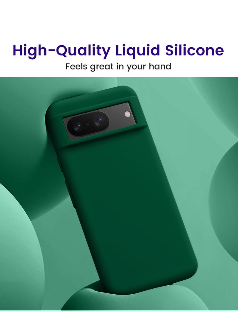دبليو تيك غطاء حماية من السيليكون السائل الناعم الفاخر لهاتف جوجل بيكسل 8 5G 2023 باللون الأخضر الداكن - Image 3