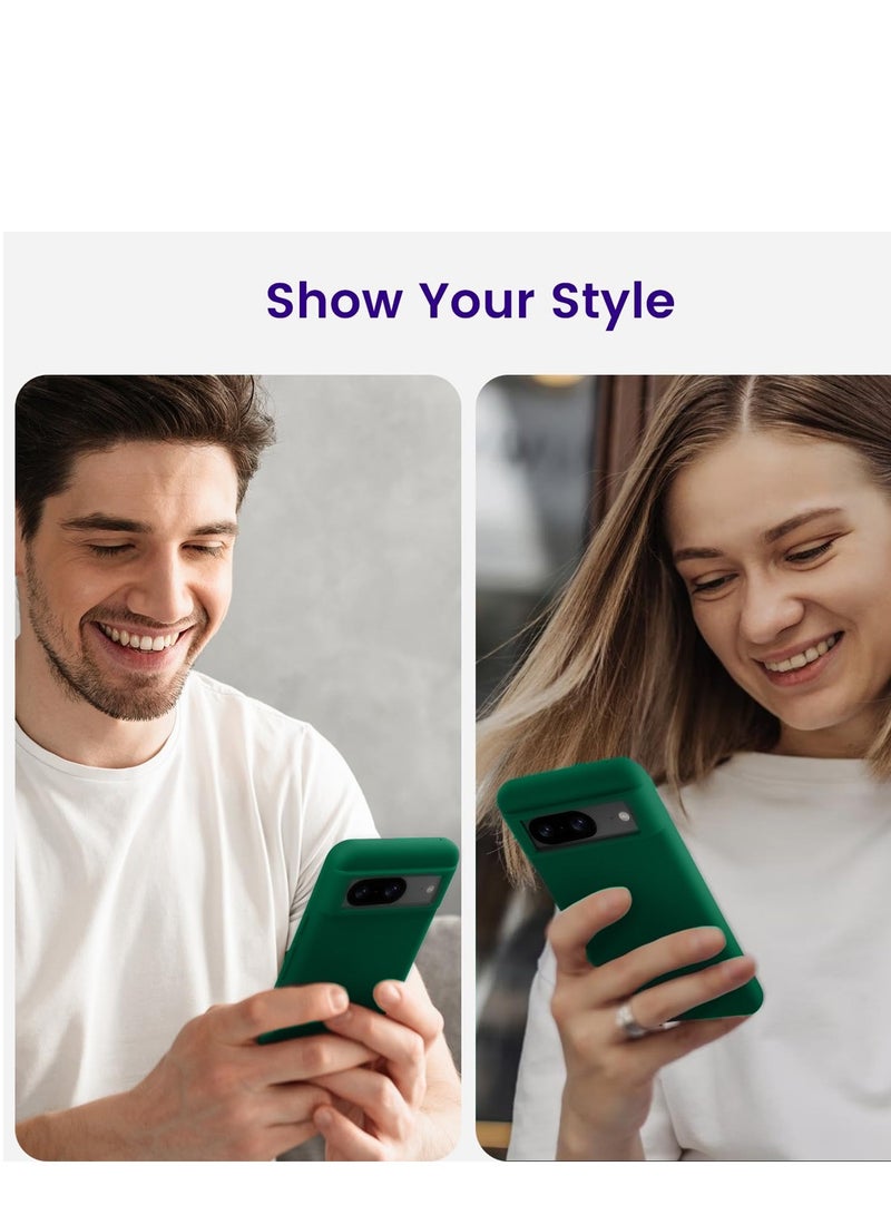 دبليو تيك غطاء حماية من السيليكون السائل الناعم الفاخر لهاتف جوجل بيكسل 8 5G 2023 باللون الأخضر الداكن - Image 5