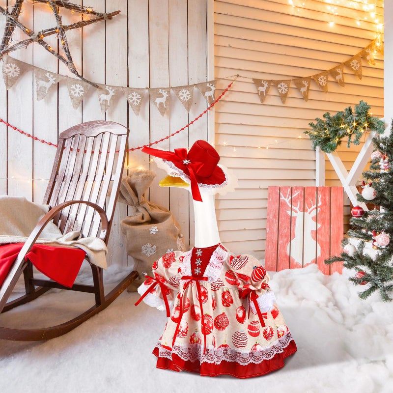 Suzile Christmas Ball Outfit Clothes For 23 Inch High Cement Or Plastic Geese Ghost Lawn Porch Goose Clothes Christmas Costume - Image 4