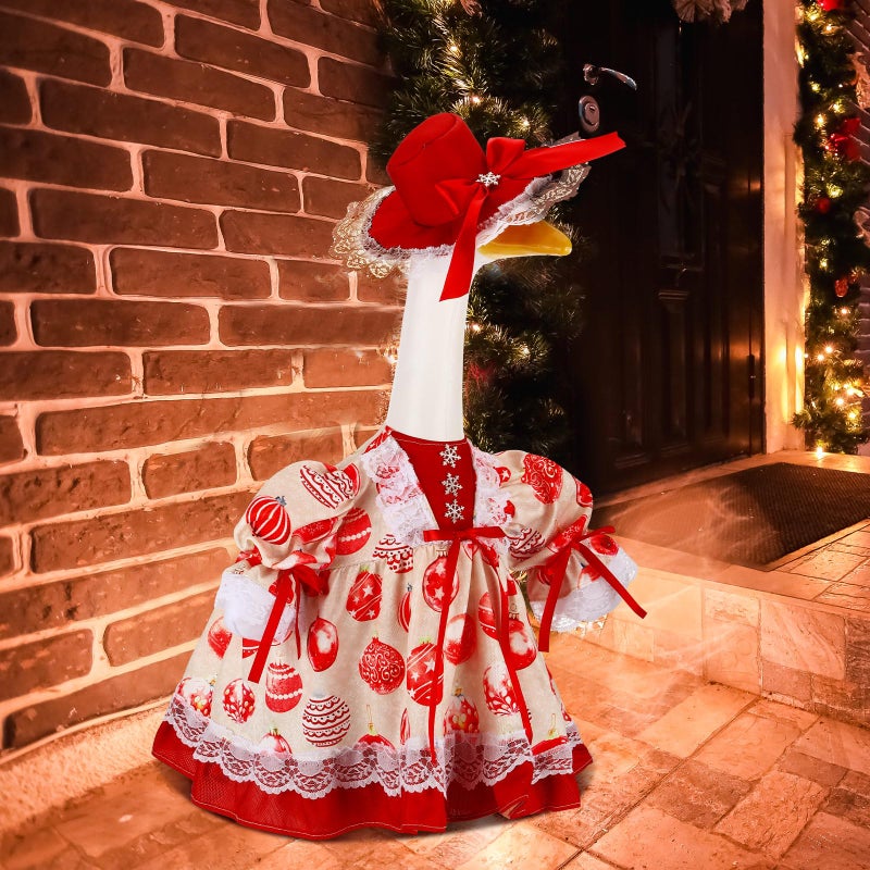 Suzile Christmas Ball Outfit Clothes For 23 Inch High Cement Or Plastic Geese Ghost Lawn Porch Goose Clothes Christmas Costume - Image 3