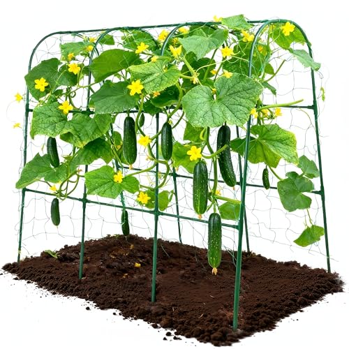 ATLIKE 47X47Cucumber Trellis Garden Trellis UShape Plant Support for Climbing Plants Metel Arch with Netting for Raised Garden Bed Outdoor Cucumbers Tomatoes Vine Climbing Plant - Image 1