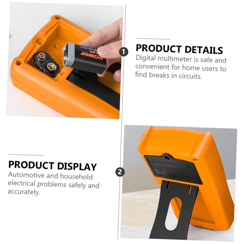 Yellow Digital Multimeter Handheld Electrical Tester Voltage Current Resistance Meter For Home Repair - Image 4