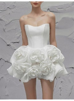Madam Uniq White Floral Bustier Flared Dress with Bone Structure  - Image 4