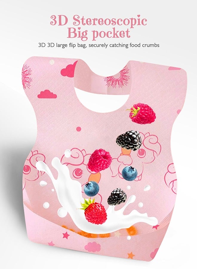 أوربازار مريلة أطفال للاستخدام مرة واحدة مكونة من 40 قطعة لإطعام الأطفال الذين يسيل لعابهم - مريلة سفر للأطفال مريلة أطفال للاستخدام مرة واحدة ماصة ومضادة للتسرب - Image 2