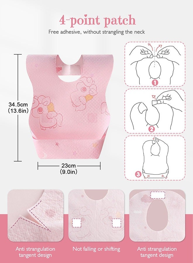 أوربازار مريلة أطفال للاستخدام مرة واحدة مكونة من 40 قطعة لإطعام الأطفال الذين يسيل لعابهم - مريلة سفر للأطفال مريلة أطفال للاستخدام مرة واحدة ماصة ومضادة للتسرب - Image 3