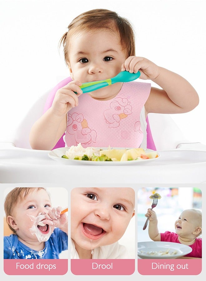 أوربازار مريلة أطفال للاستخدام مرة واحدة مكونة من 40 قطعة لإطعام الأطفال الذين يسيل لعابهم - مريلة سفر للأطفال مريلة أطفال للاستخدام مرة واحدة ماصة ومضادة للتسرب - Image 5