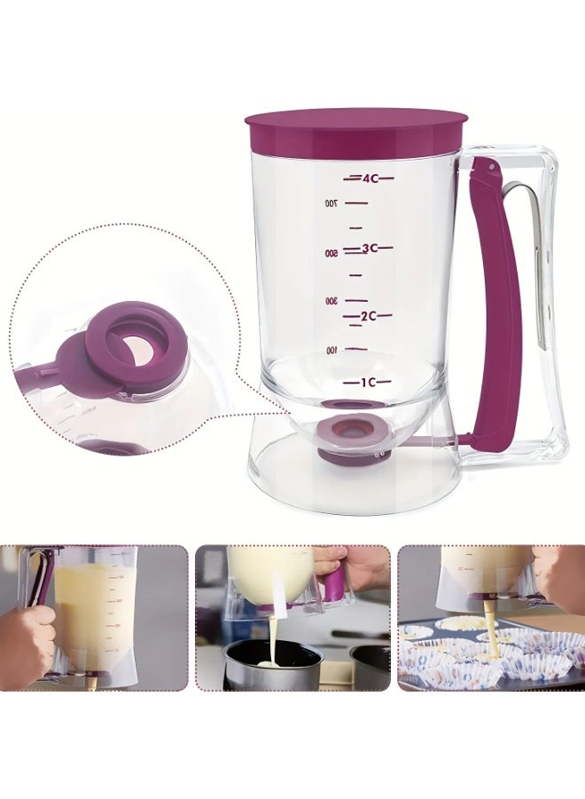 موزع عجينة الفطائر من البلاستيك الآمن للطعام مقاوم للتسرب للفطائر وكب كيك ووافل تحكم دقيق في الحصص سهل التنظيف متين أداة خبز منزلية - Image 1