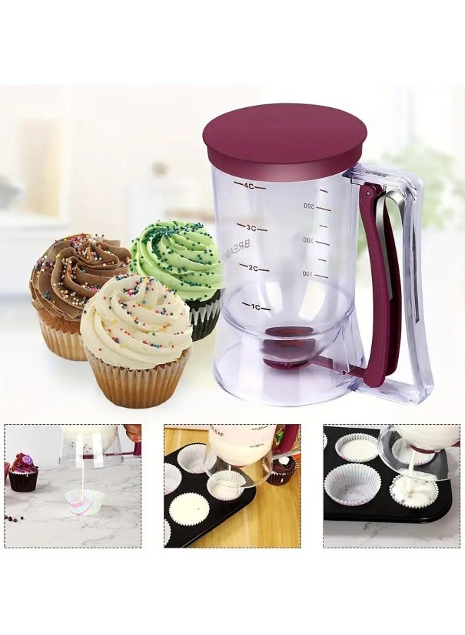 موزع عجينة الفطائر من البلاستيك الآمن للطعام مقاوم للتسرب للفطائر وكب كيك ووافل تحكم دقيق في الحصص سهل التنظيف متين أداة خبز منزلية - Image 2