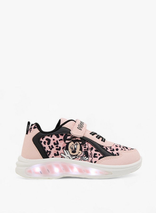 Disney Girls Minnie Mouse Print Sneakers with Hook and Loop Closure - Image 4
