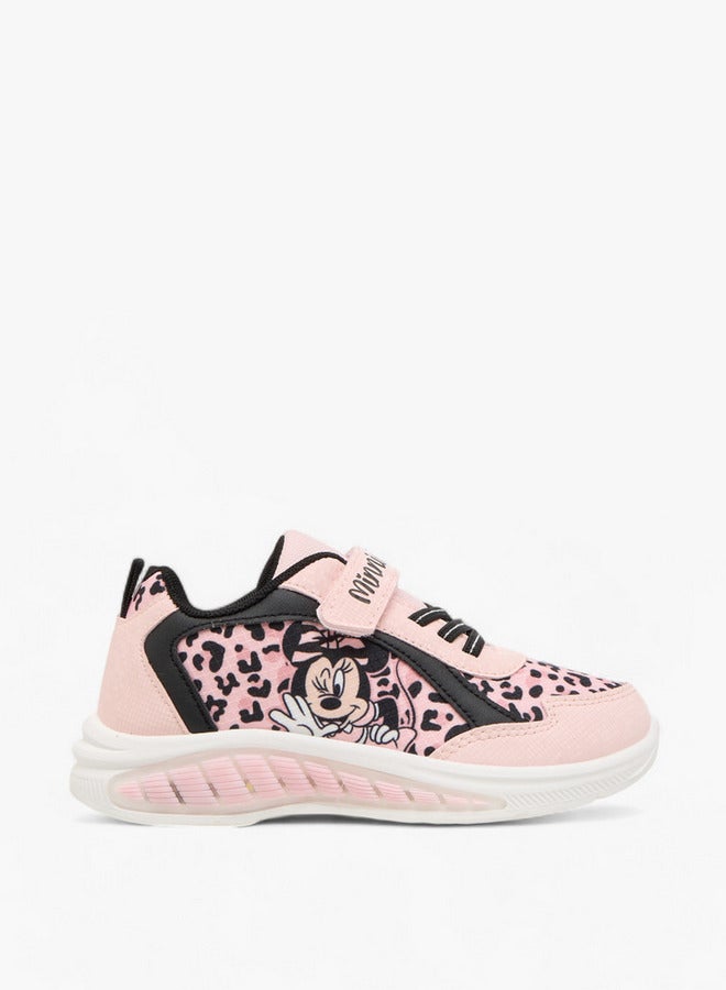 Disney Girls Minnie Mouse Print Sneakers with Hook and Loop Closure - Image 3
