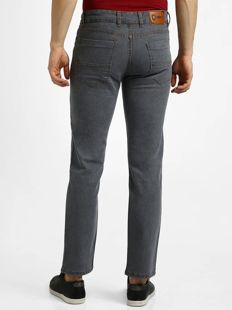 Urbano Fashion  Urbano Fashion Men's Grey Regular Fit Washed Jeans Stretchable  | Best Price UAE