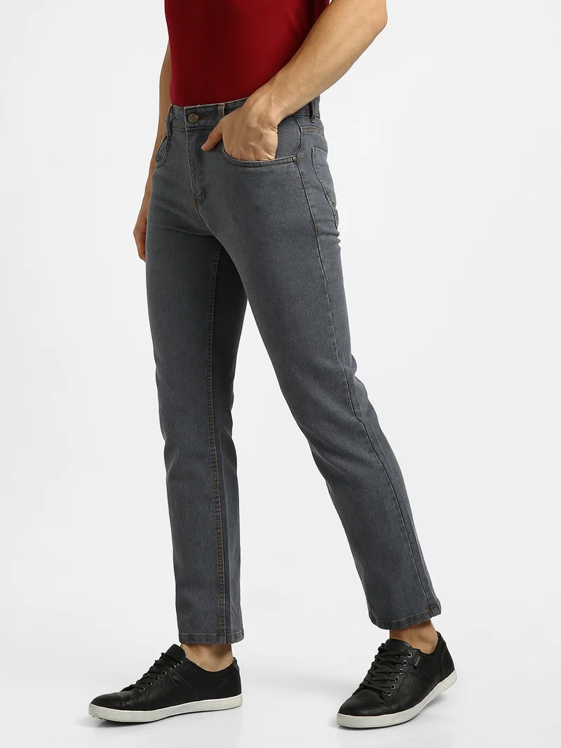 Urbano Fashion  Urbano Fashion Men's Grey Regular Fit Washed Jeans Stretchable  | Best Price UAE