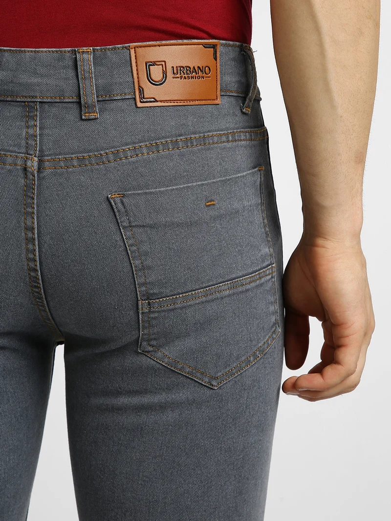 Urbano Fashion  Urbano Fashion Men's Grey Regular Fit Washed Jeans Stretchable  | Best Price UAE