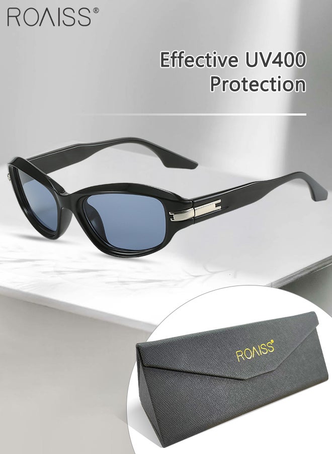 roaiss Polarized Sunglasses for Men Women, UV400 Protection Sun Glasses with Sporty Style, Fashion Anti-glare Sun Shades for Shopping Party Travel with Glasses Case, 54mm, Black - Image 1