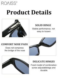 roaiss Polarized Sunglasses for Men Women, UV400 Protection Sun Glasses with Sporty Style, Fashion Anti-glare Sun Shades for Shopping Party Travel with Glasses Case, 54mm, Black  - Image 4