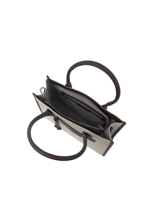 فوسكا شنطة Foska يد كبيرة (توت) وكتف نسائية – جلد منقوش (Embossed) للعمل لون بيج/هافان – مقاس 33x26.5 سم - Image 4