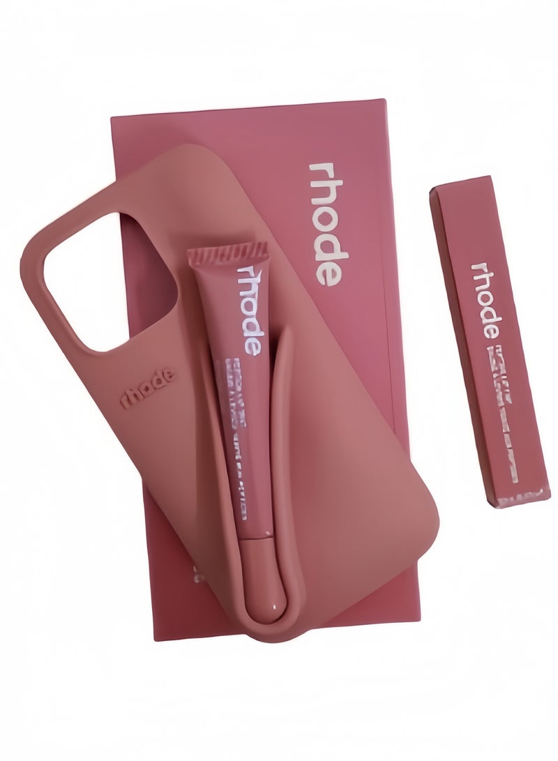 rhode Silicone Lip Holder for Cell Phone, Lip Gloss Adhesive Sleeve for Phone, Lip Holder Stick-on Phone Case, Back Stick On Holder for iPhone Phones（Toast） - Image 2