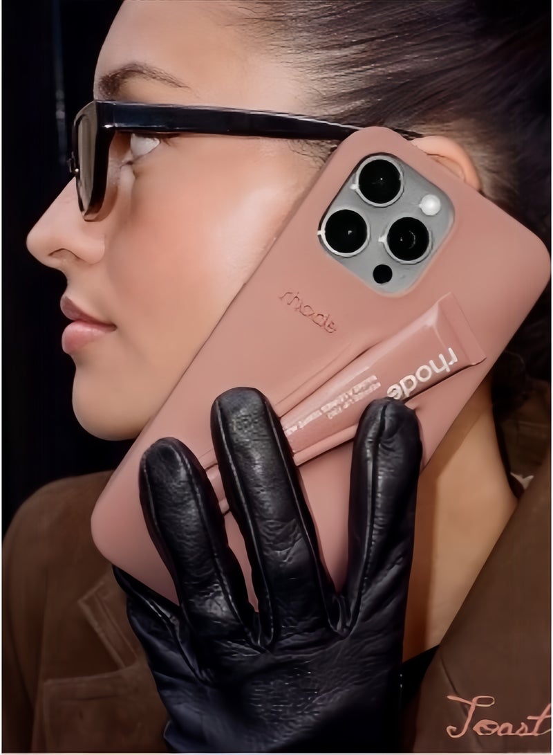 rhode Silicone Lip Holder for Cell Phone, Lip Gloss Adhesive Sleeve for Phone, Lip Holder Stick-on Phone Case, Back Stick On Holder for iPhone Phones（Toast） - Image 3