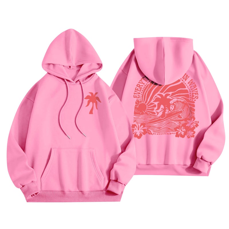 2024 Explosions European Size Ladies Shoulder Sleeve Threaded Chasing Sunsets Brand Sweater Hoodie White - Image 3