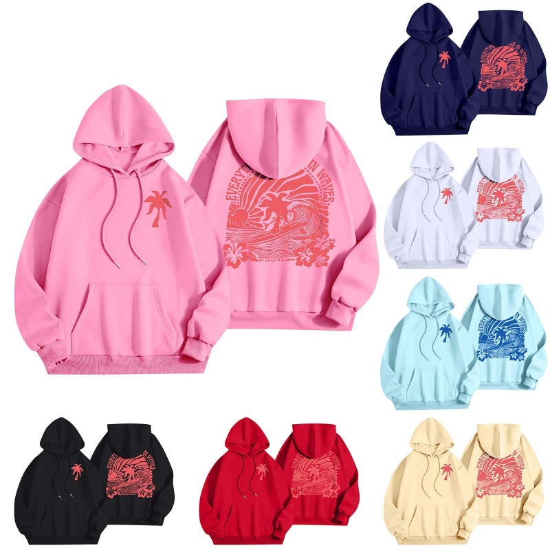 2024 Explosions European Size Ladies Shoulder Sleeve Threaded Chasing Sunsets Brand Sweater Hoodie White - Image 5