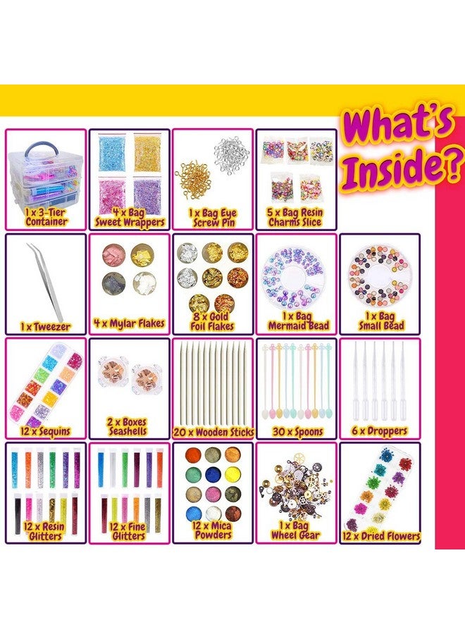 Jubilant Resin Decoration Accessories Art Kit - Jewellery Making Supplies for Beginners with Dried Flowers Mica Powder Gold Foil Flakes Craft Glitter Nail Art Gems DIY,Resin, Metal - Image 3
