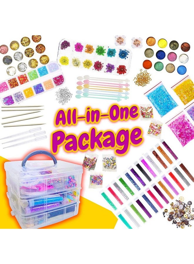 Jubilant Resin Decoration Accessories Art Kit - Jewellery Making Supplies for Beginners with Dried Flowers Mica Powder Gold Foil Flakes Craft Glitter Nail Art Gems DIY,Resin, Metal - Image 2
