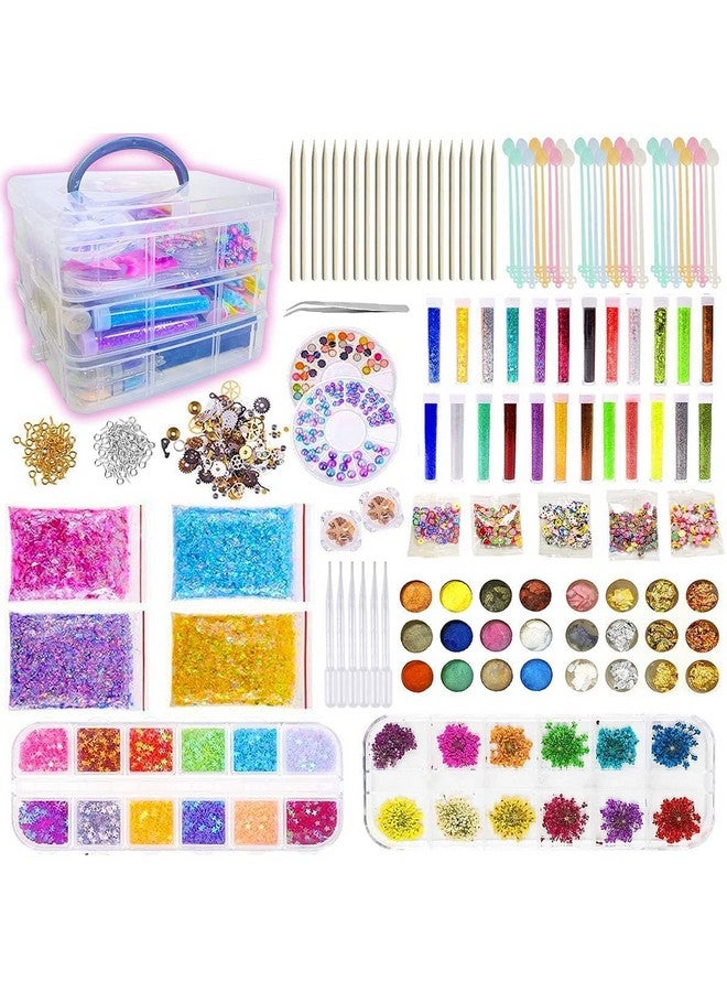 Jubilant Resin Decoration Accessories Art Kit - Jewellery Making Supplies for Beginners with Dried Flowers Mica Powder Gold Foil Flakes Craft Glitter Nail Art Gems DIY,Resin, Metal - Image 1