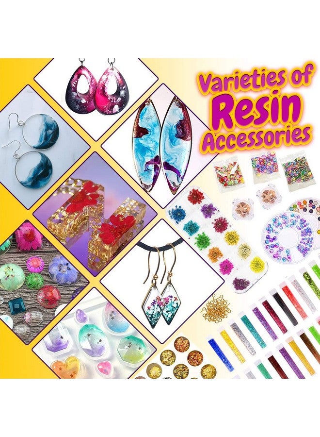 Jubilant Resin Decoration Accessories Art Kit - Jewellery Making Supplies for Beginners with Dried Flowers Mica Powder Gold Foil Flakes Craft Glitter Nail Art Gems DIY,Resin, Metal - Image 4