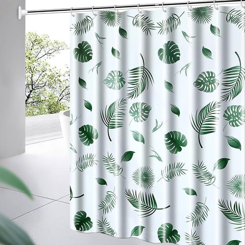 TIKABC Shower Curtain Liner, 4G PEVA Green Leaf Shower Liner, Plastic Waterproof Shower Curtains, 72x72 inch with Grommet Holes 3 Magnetic Weights - Image 1
