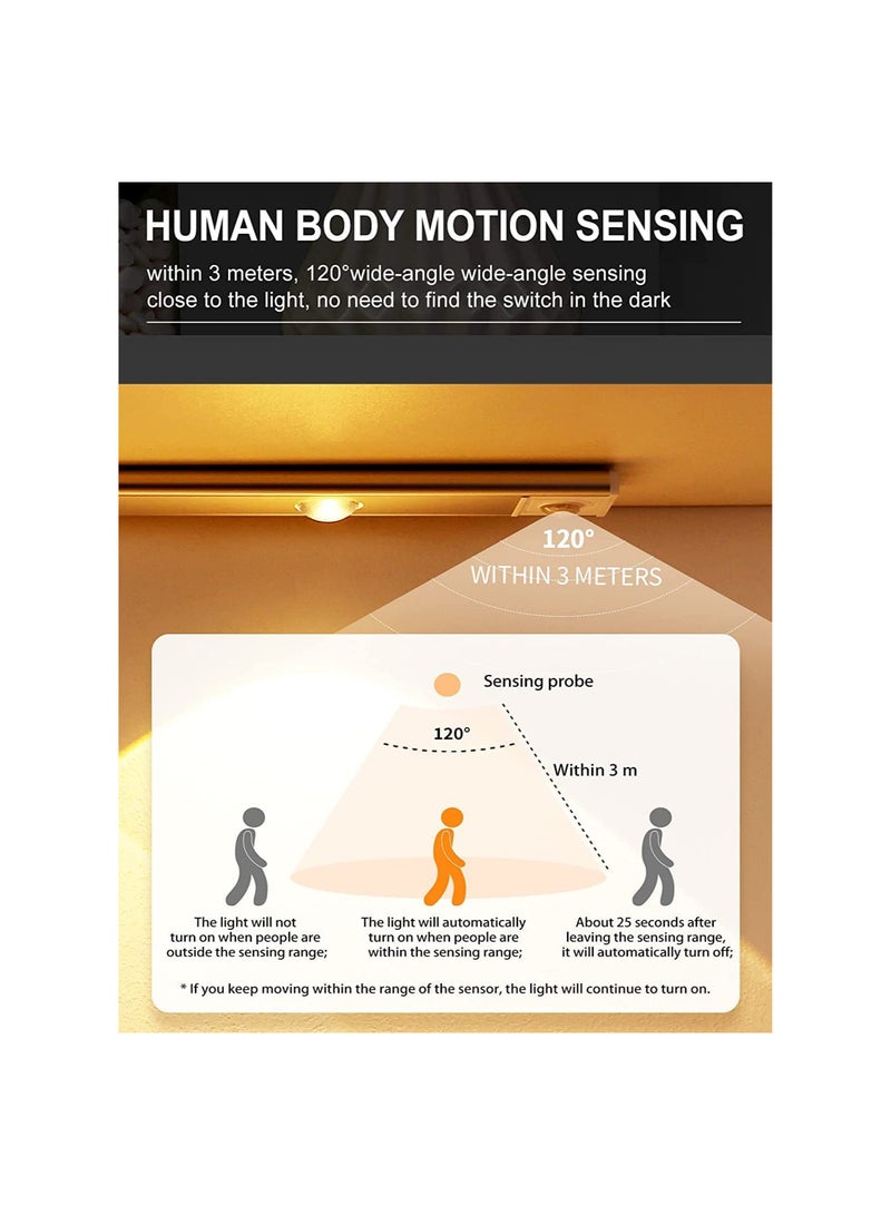 KASTWAVE ضوء تحت الخزانة LED ضوء لاسلكي تحت الخزانة أضواء خزانة مع حساس حركة قابلة للشحن عبر USB ضوء ليلي على شكل عين القط للتسلق في الداخل (أسود 15.75 بوصة / 40 سم) - Image 4