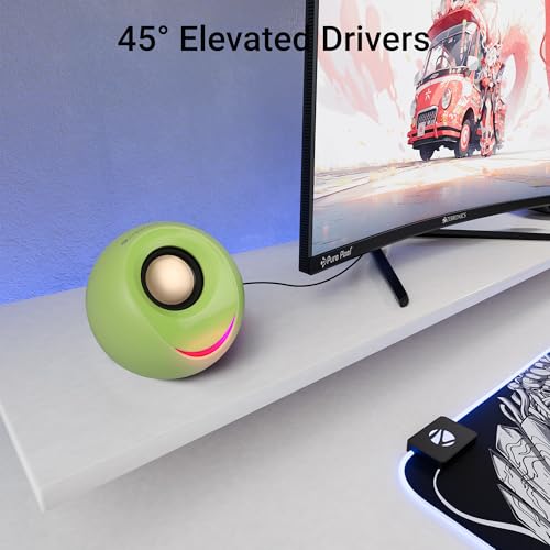 ZEBRONICS Blues 2.0 Computer Speakers, 8 Watts, 45° Elevated Drivers, Dual Passive Radiators, USB Powered, AUX, Volume Control Knob, RGB LED, for Laptops & Desktop (Green) - Image 4