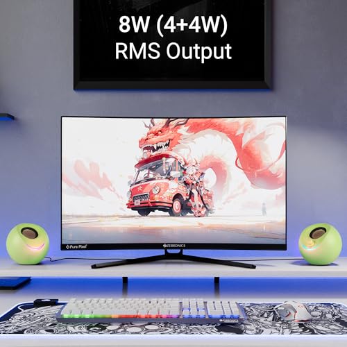 ZEBRONICS Blues 2.0 Computer Speakers, 8 Watts, 45° Elevated Drivers, Dual Passive Radiators, USB Powered, AUX, Volume Control Knob, RGB LED, for Laptops & Desktop (Green) - Image 2