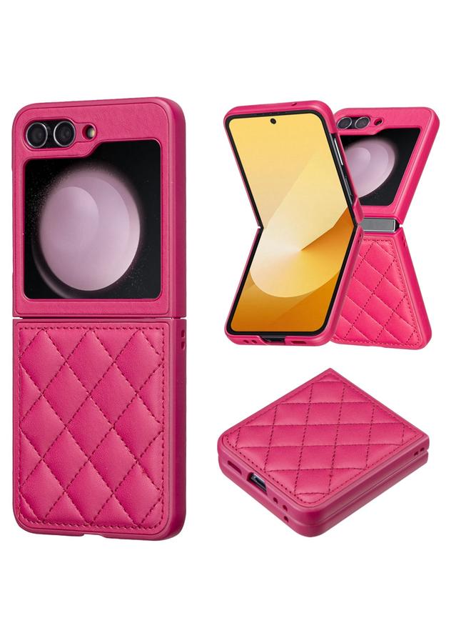 جرين تايجر جراب خلفي من الجلد على شكل معين لهاتف Samsung Galaxy Z Flip6 (أحمر وردي)