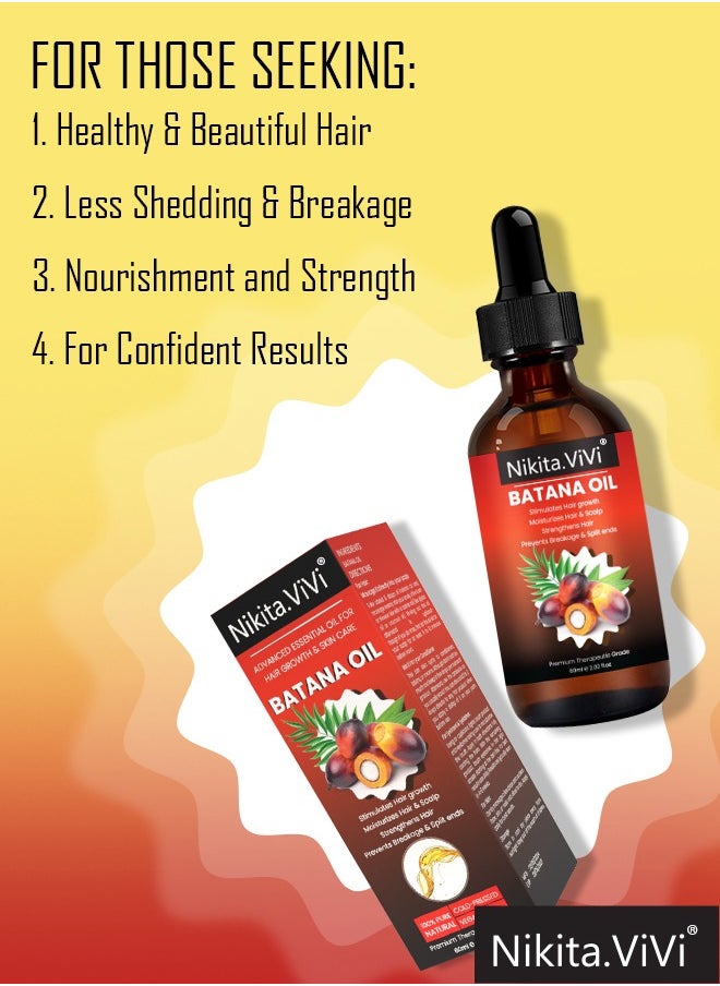 NIKITA.VIVI Natural Batana Oil with Roller for Hair Care Hair Conditioner Oil for Thin Hair Repair Damaged Hair Nourishes Thin Hair Scalp Skin and Loss Hair Growth Fit for All Hair Types Raw Batana Oil 60ml  - Image 2