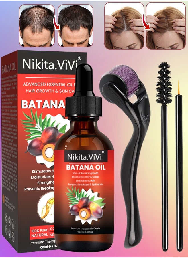 NIKITA.VIVI Natural Batana Oil with Roller for Hair Care Hair Conditioner Oil for Thin Hair Repair Damaged Hair Nourishes Thin Hair Scalp Skin and Loss Hair Growth Fit for All Hair Types Raw Batana Oil 60ml  - Image 1