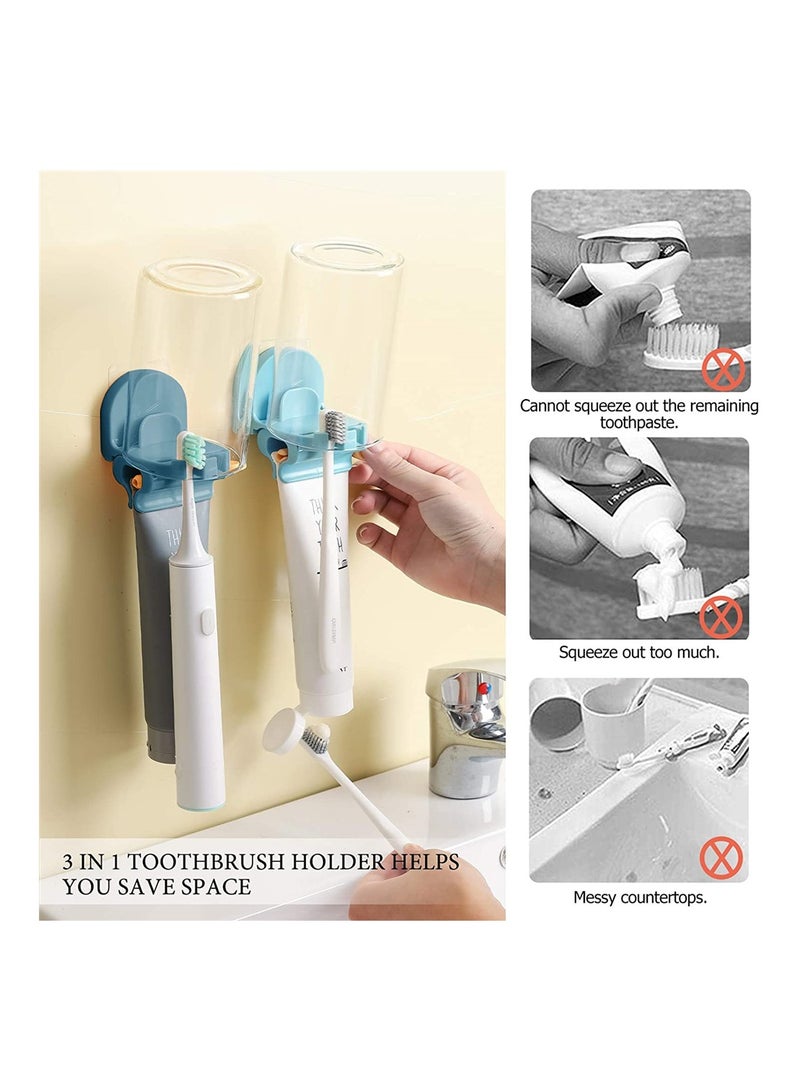 KASTWAVE 2 Pack Toothbrush Holder for Bathroom Toothpaste Squeezer Family Washroom - Image 3
