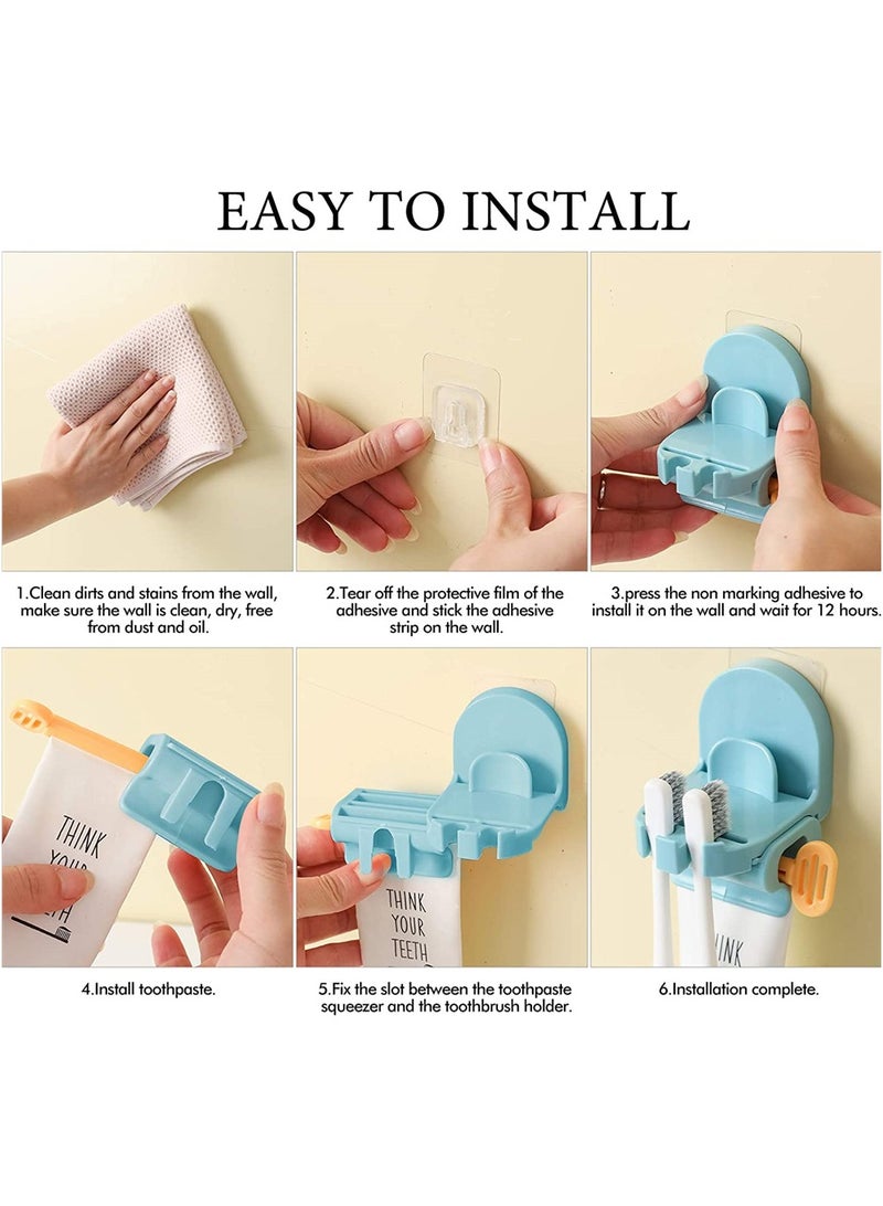 KASTWAVE 2 Pack Toothbrush Holder for Bathroom Toothpaste Squeezer Family Washroom - Image 5